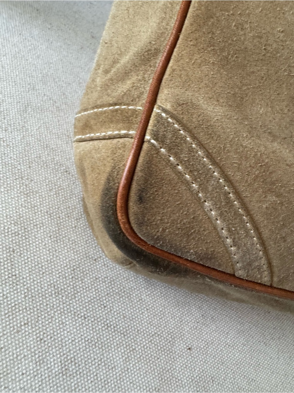 Vintage Coach Y2K Tan Brown Suede Leather Trim Tote Shoulder Bag Purse #F10410 - Picture 9 of 17